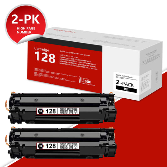 128 3500B001 Toner Cartridge Black 2-Pack Replacement for Canon 128 FAXPHONE L100 L190 Printer